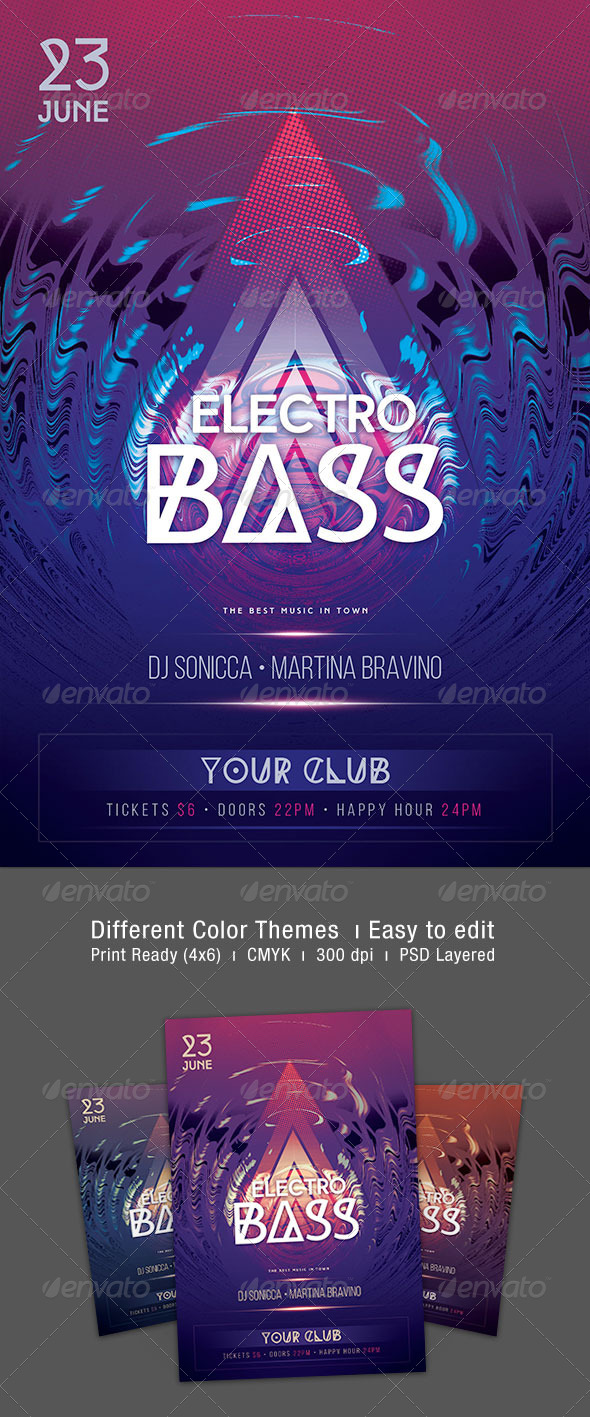 Electro Bass Flyer - Clubs & Parties Events