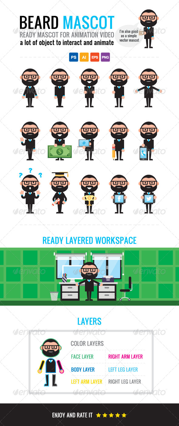 Beard Mascot - Characters Vectors