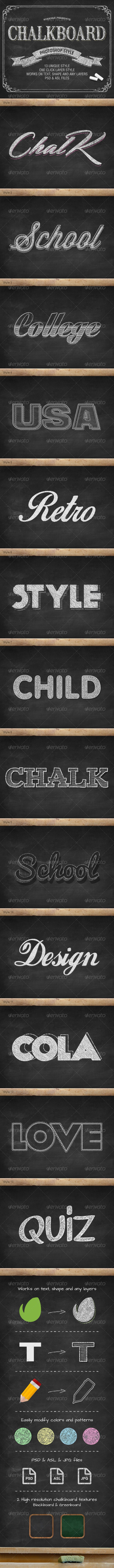 Chalkboard Photoshop PSD Layer Styles - Text Effects Styles