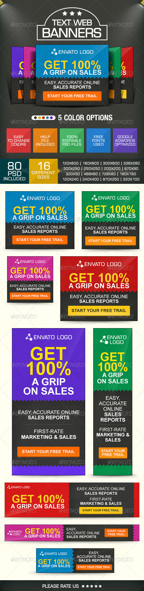 Text Based Minimal style Banner Set Text Based Minimal style Banner Set