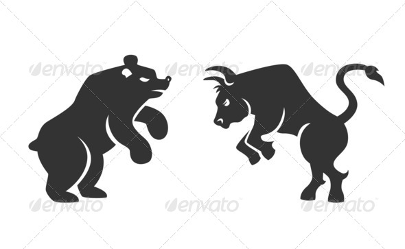 Vector bull and bear financial icons - Stock Photo - Images