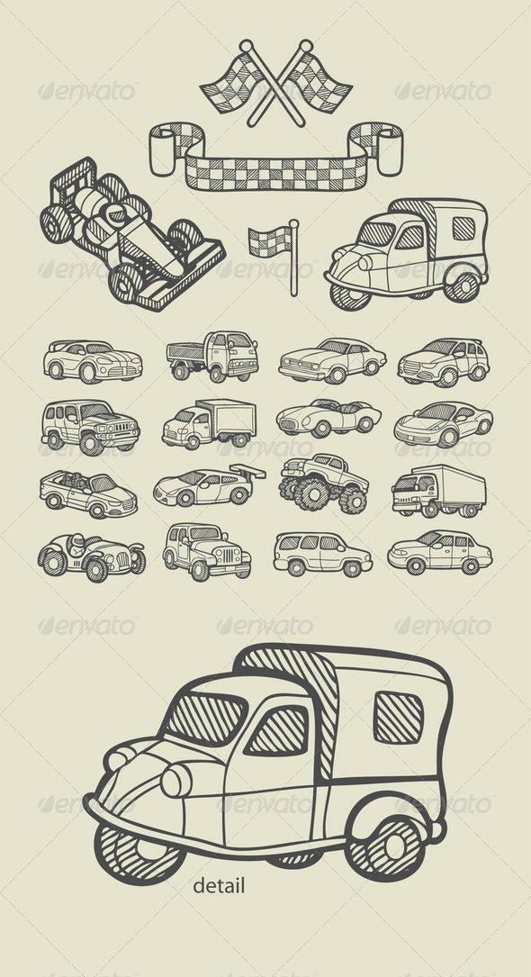 Car Icons Sketch - Man-made objects Objects