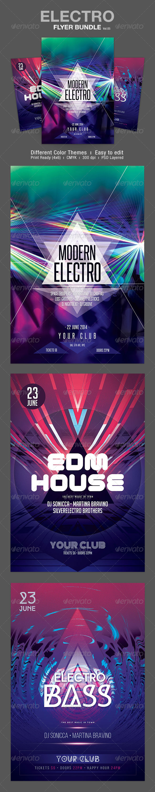 Electro Party Flyer Bundle Vol.5 - Clubs & Parties Events