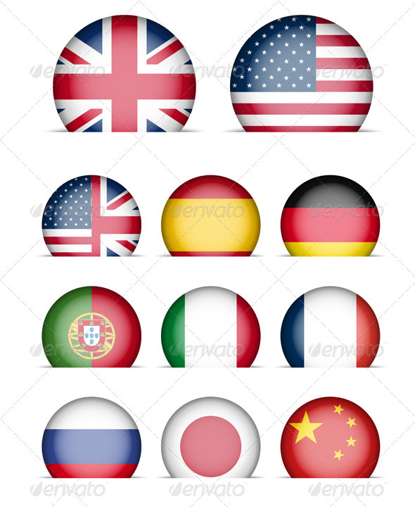 Language Buttons - Collection of Flags Icons