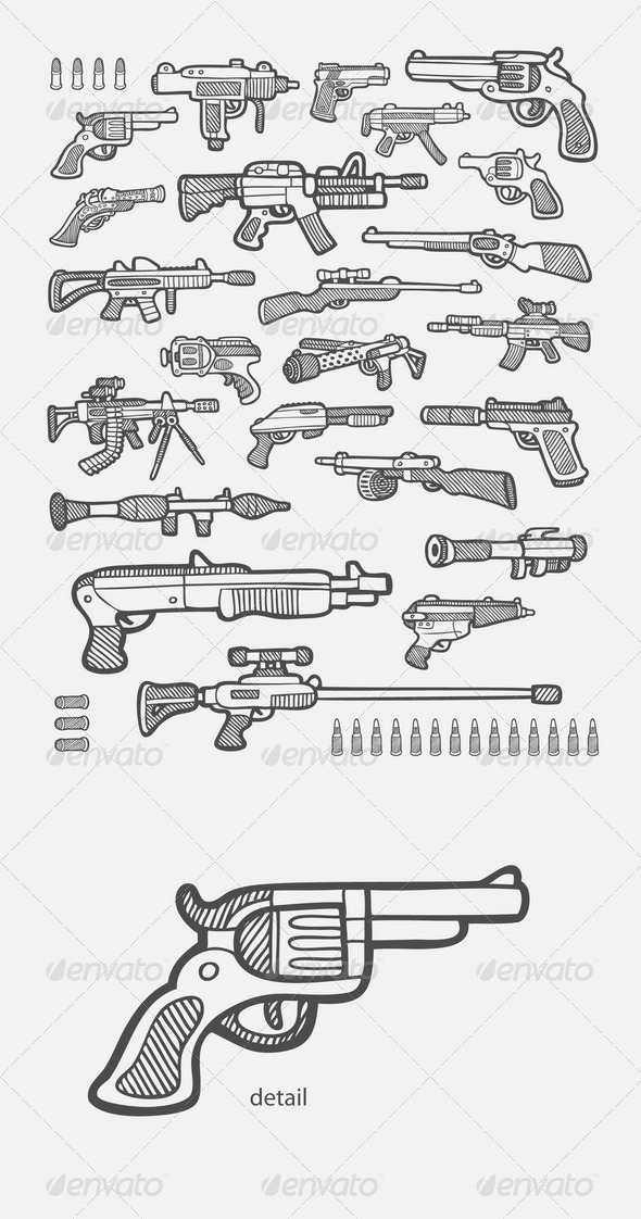 Gun Icons Sketch - Miscellaneous Vectors