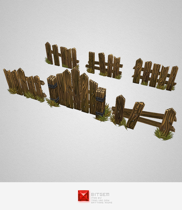 Low Poly Fence Set 03 Low Poly Fence Set 03