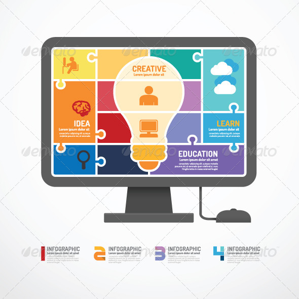 Infographic Template Computer Jigsaw Concept