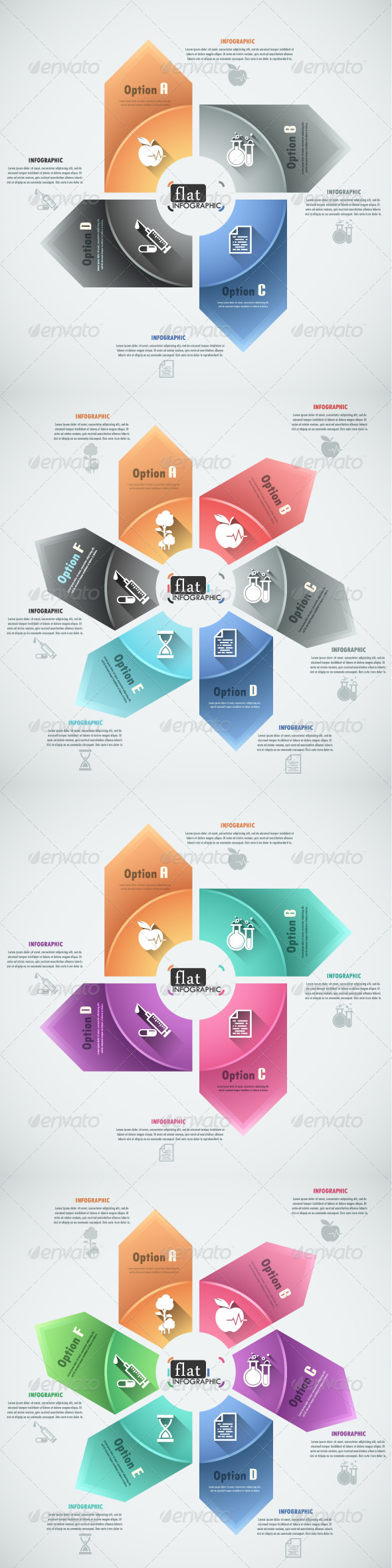 Set Of 2 Flat Infographic Templates With Icons Set Of 2 Flat Infographic Templates With Icons