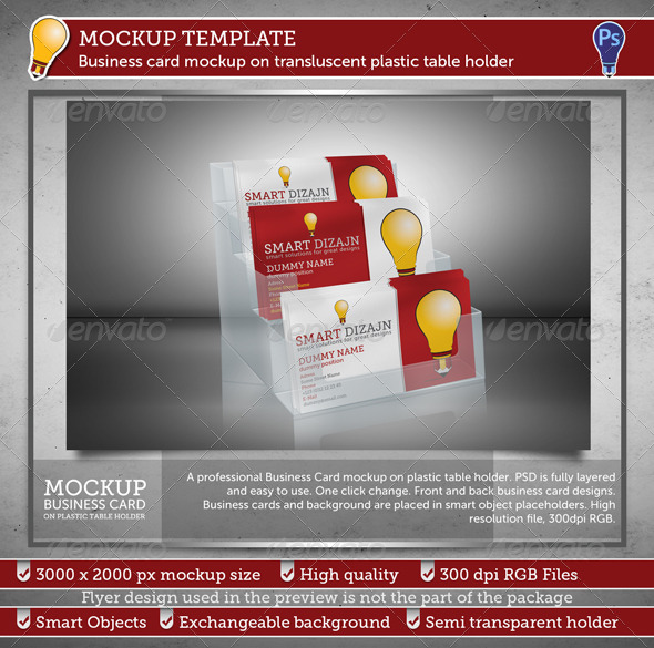 Business Card Mockup on Transluscent Plastic Tablet - Business Cards Print