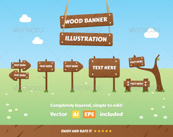 Wood Banner Illustration - Landscapes Nature