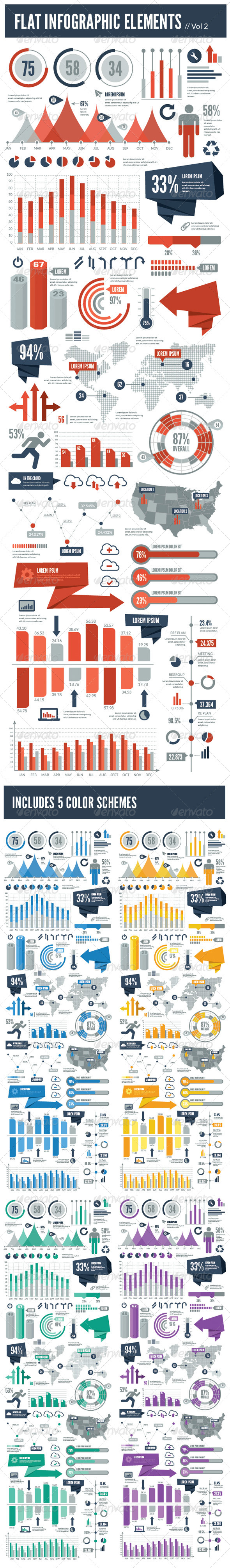 Flat Vector Infographic Elements Vol 2