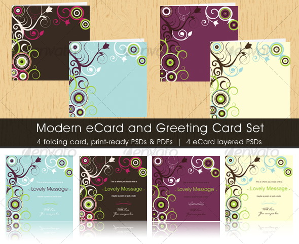 Modern eCard and Greeting Card Set Modern eCard and Greeting Card Set