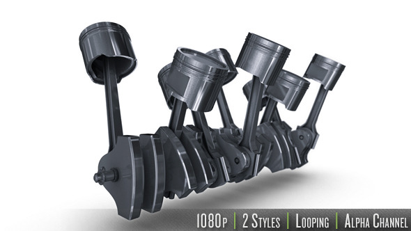Isolated V8 Engine of Pistons & Crankshaft Isolated V8 Engine of Pistons & Crankshaft