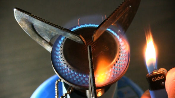 Gas Burner Flame Being Lit Gas Burner Flame Being Lit