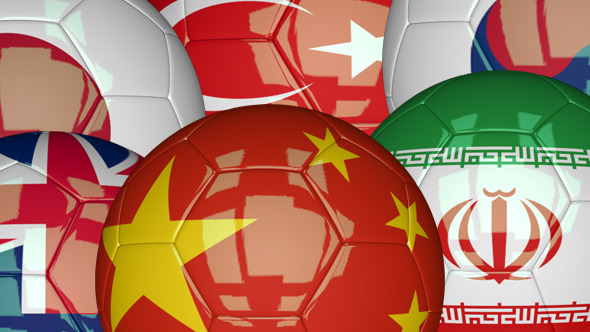 3D Soccer Ball Azia Flags 3D Soccer Ball Azia Flags