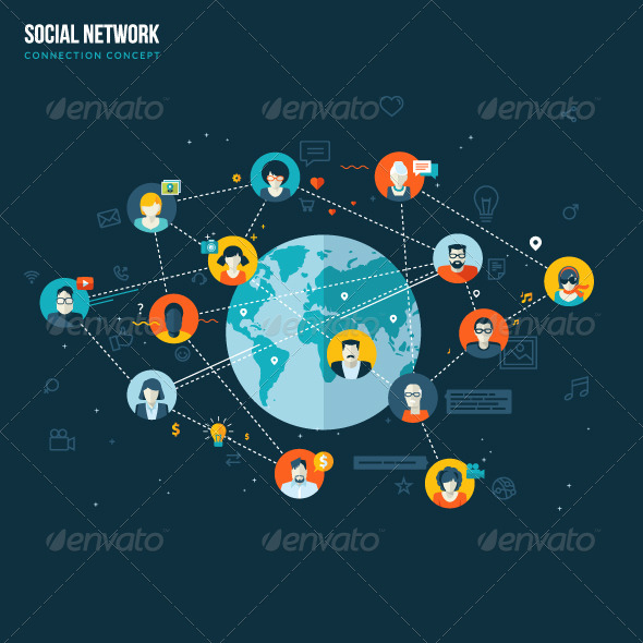 Flat Design Concept for Social Network Flat Design Concept for Social Network