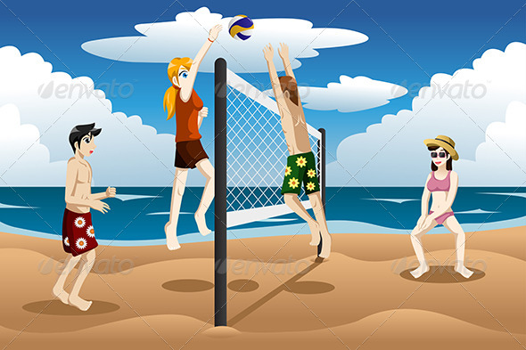 People Playing Beach Volleyball People Playing Beach Volleyball