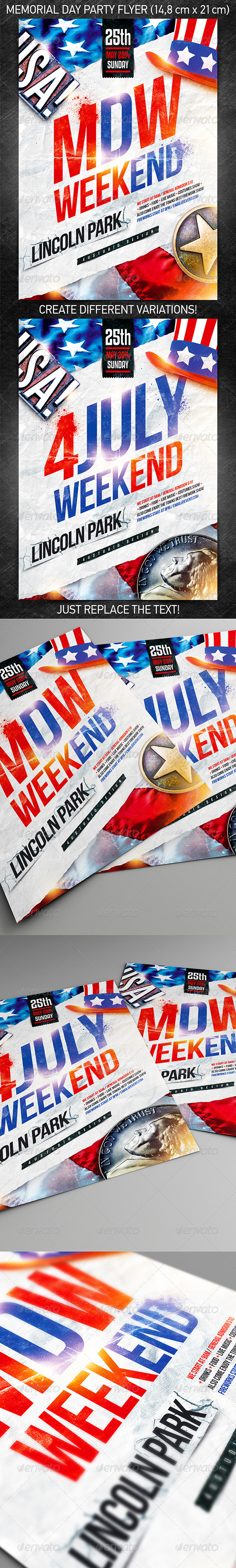 Memorial day weekend party flyer vol.2 - Holidays Events