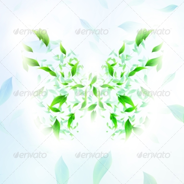 Leaves Form a Butterfly Abstract Shape Leaves Form a Butterfly Abstract Shape