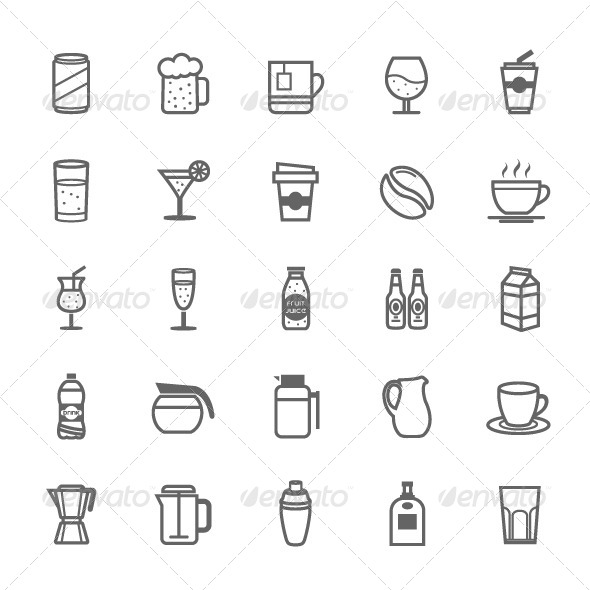 25 Outline Stroke Beverage Icons 25 Outline Stroke Beverage Icons