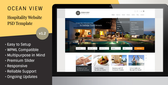 Ocean View - Hotel Website PSD Template