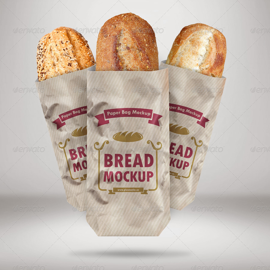 Download Paper Bag For Bread Mockup by garhernan | GraphicRiver