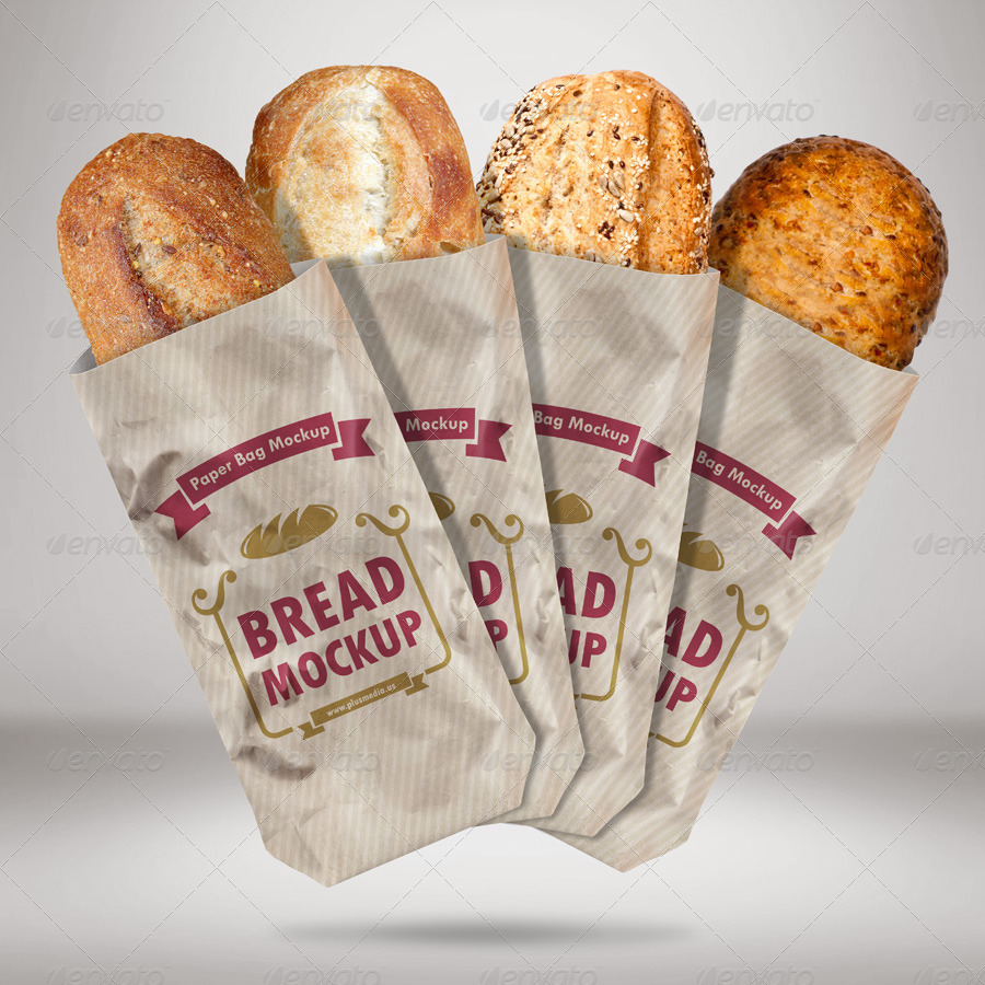 Paper Bag For Bread Mockup by garhernan | GraphicRiver