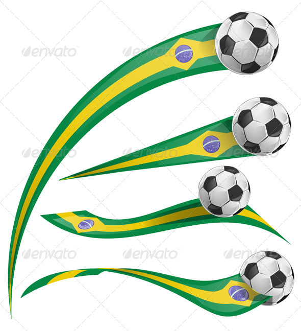 brazil flag set with soccer ball