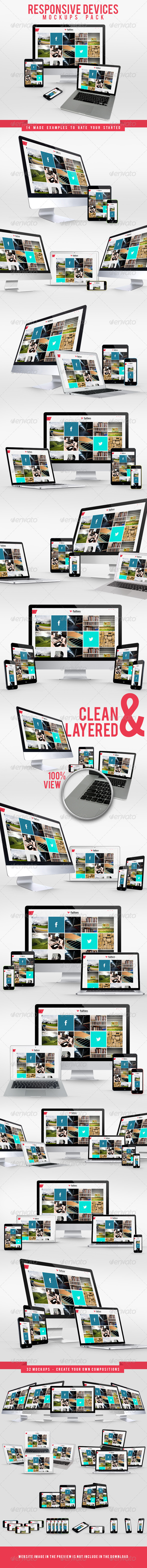 Responsive Devices Mockups Pack - Website Displays