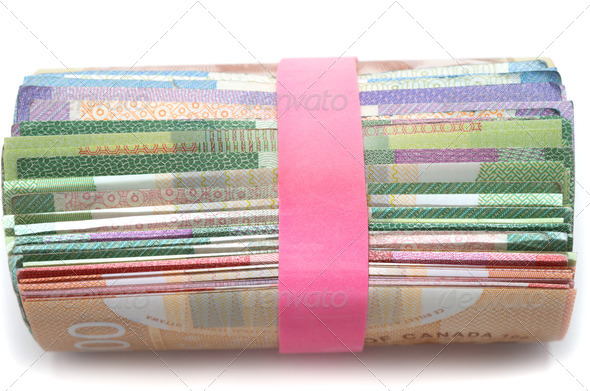 Roll of Canadian banknotes (Misc) Photo Download