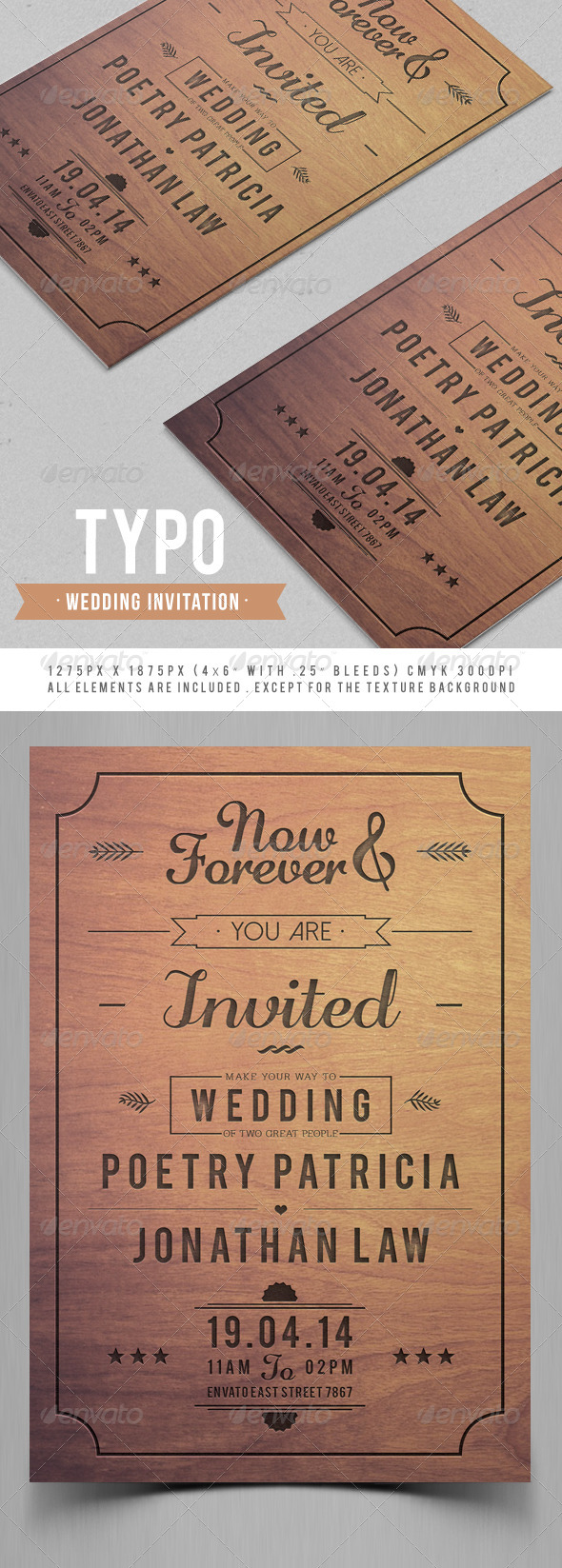 Typo Wedding Invitation - Weddings Cards & Invites