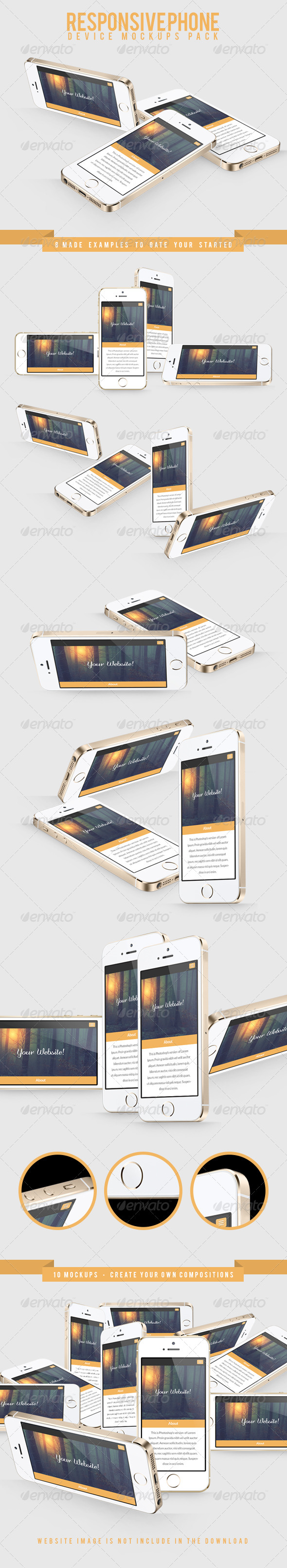 Responsive Phone Device Mockups Pack - Mobile Displays
