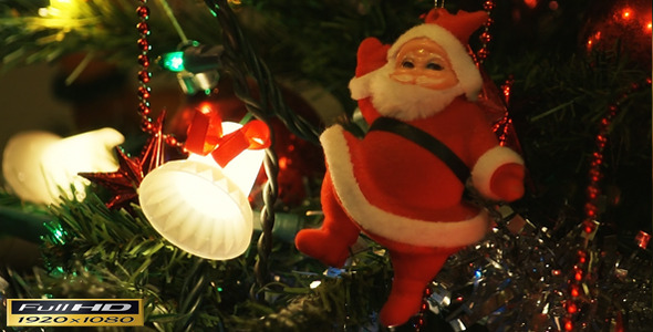 Christmas Tree Closeup Santa Clause Ornament HD Christmas Tree Closeup Santa Clause Ornament HD
