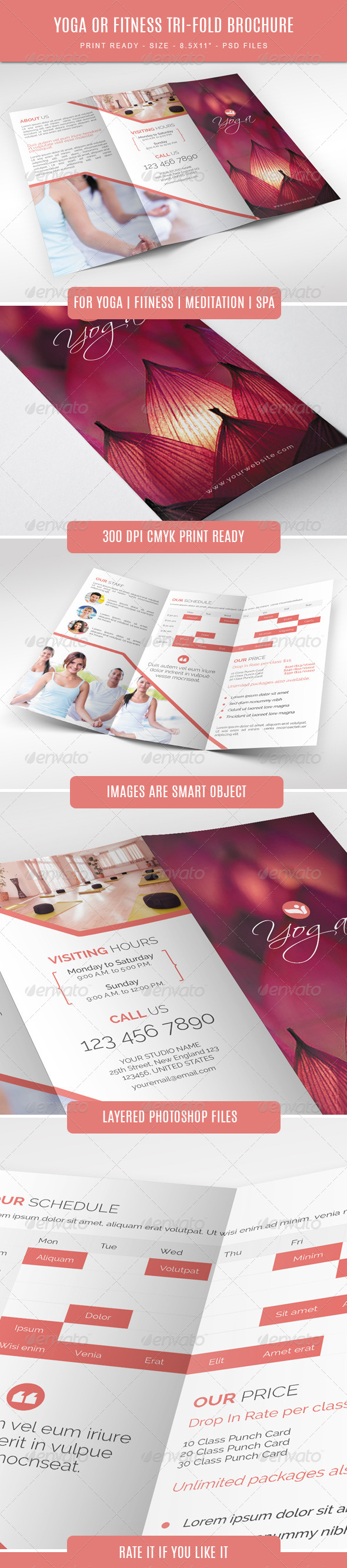 Yoga and Fitness Tri-fold Brochure