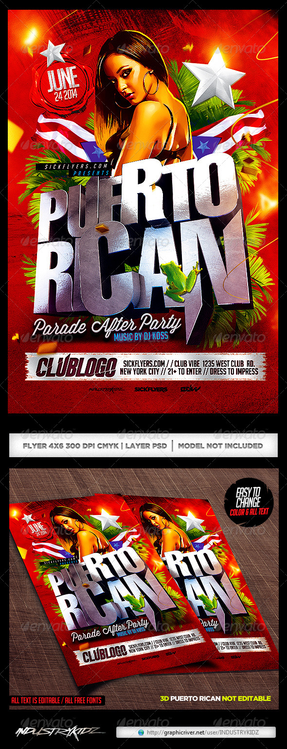 Puerto Rican Party Flyer Template PSD - Clubs & Parties Events