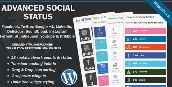 Advanced Social Status WordPress Social Counter Advanced Social Status WordPress Social Counter