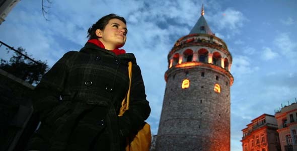 Woman At Tower Istanbul Turkey Woman At Tower Istanbul Turkey