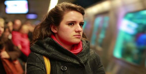 Metro Coming While She Goes To Station Metro Coming While She Goes To Station