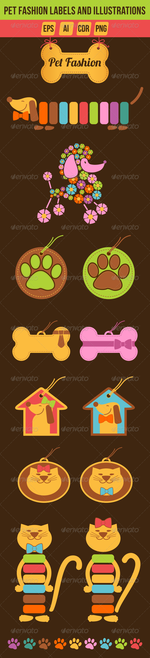 Pet Fashion Labels and Illustrations