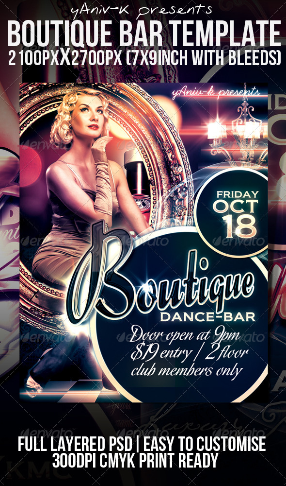 Boutique Bar Flyer Template - Clubs & Parties Events