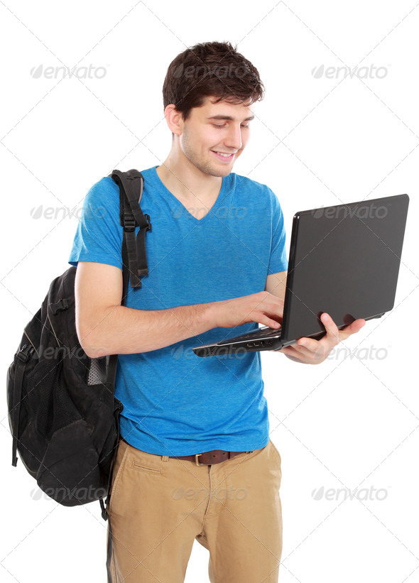 Young male student with laptop
