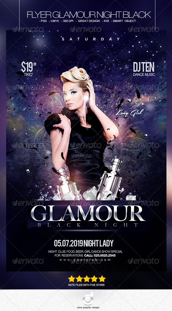 Flyer Glamour Black Night - Clubs & Parties Events