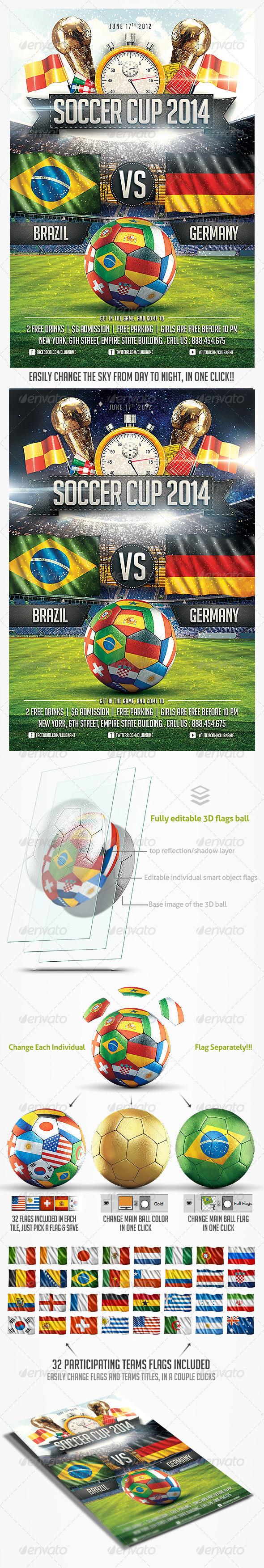 Soccer Cup 2014 party Flyer - Sports Events