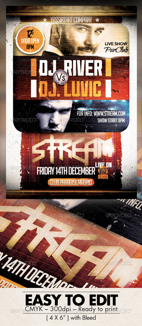 Stream Party Flyer Template Stream Party Flyer Template