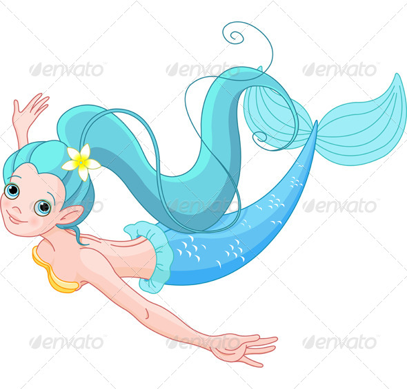 Cute Mermaid Swimming