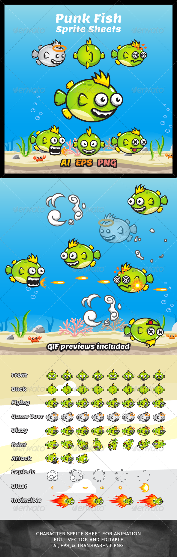 Game Character Punk Fish Sprite Sheets Game Character Punk Fish Sprite Sheets