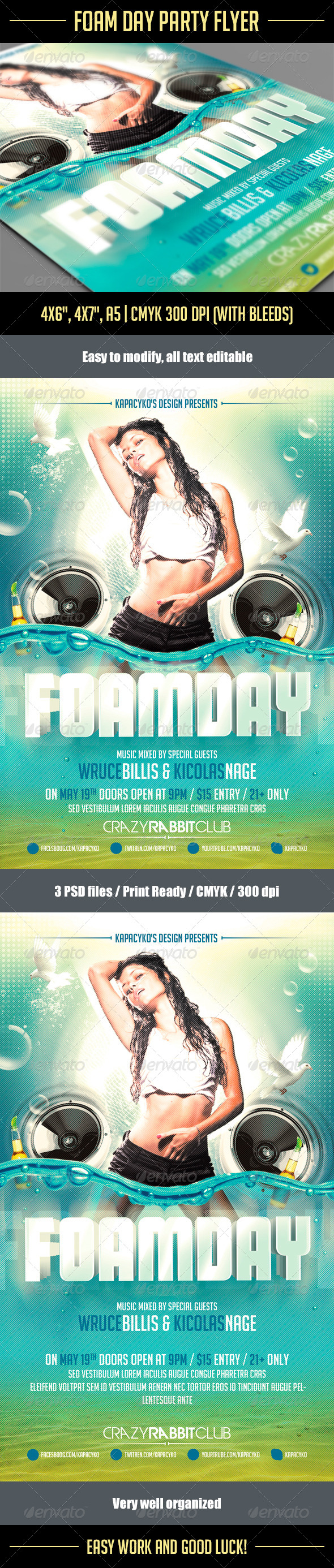 Foam Day Party Flyer - Holidays Events