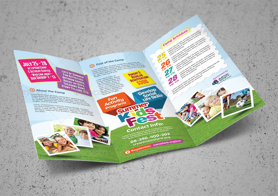 Kids Summer Camp Trifold Brochure by kinzi21 | GraphicRiver