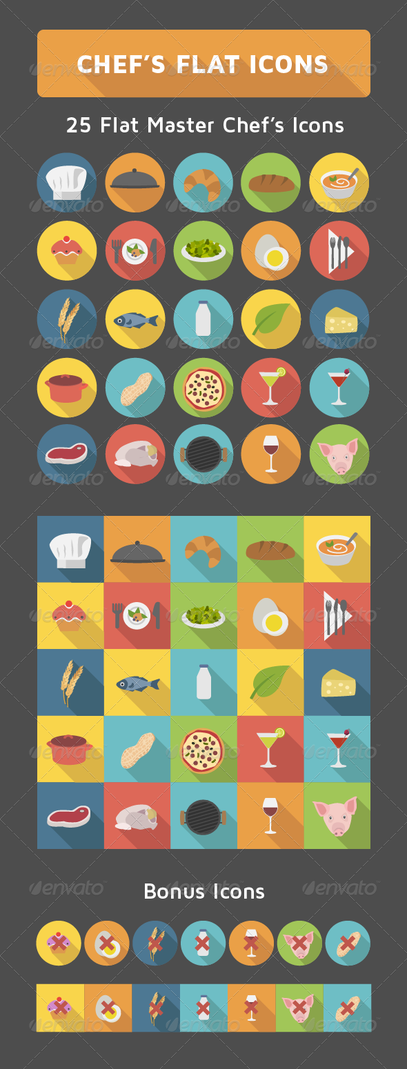 Chef s Flat Icons Set Chef s Flat Icons Set