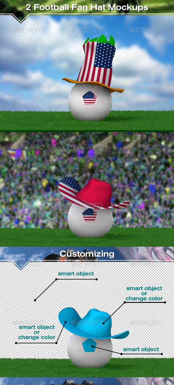 2 Football Fan Hat Mockups 2 Football Fan Hat Mockups